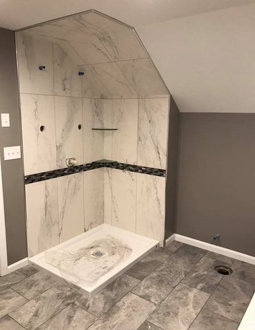 Tile installation from Flooring Source in the Auburn, MA area