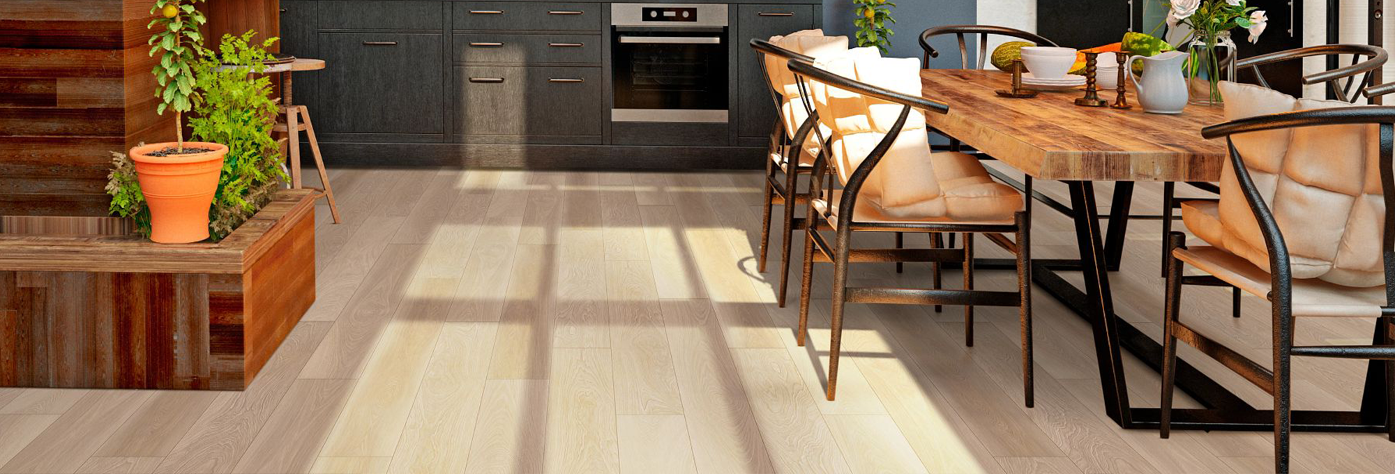 Kitchen with hardwood floor from Flooring Source in the Auburn, MA area