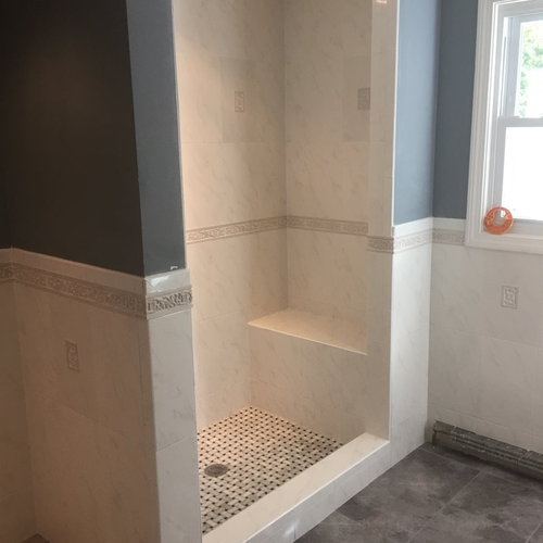 Tile installation from Flooring Source in the Auburn, MA area