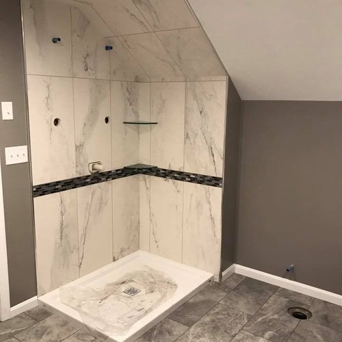 Tile installation from Flooring Source in the Auburn, MA area